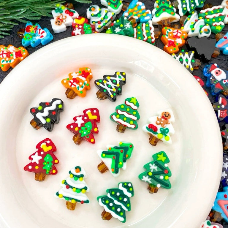 Hand-Painted Christmas Tree Beads