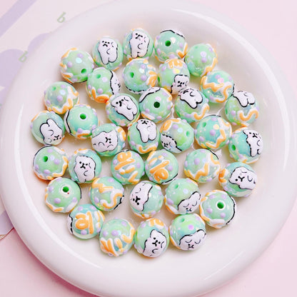 Cute Puppy Hand-Painted Beads