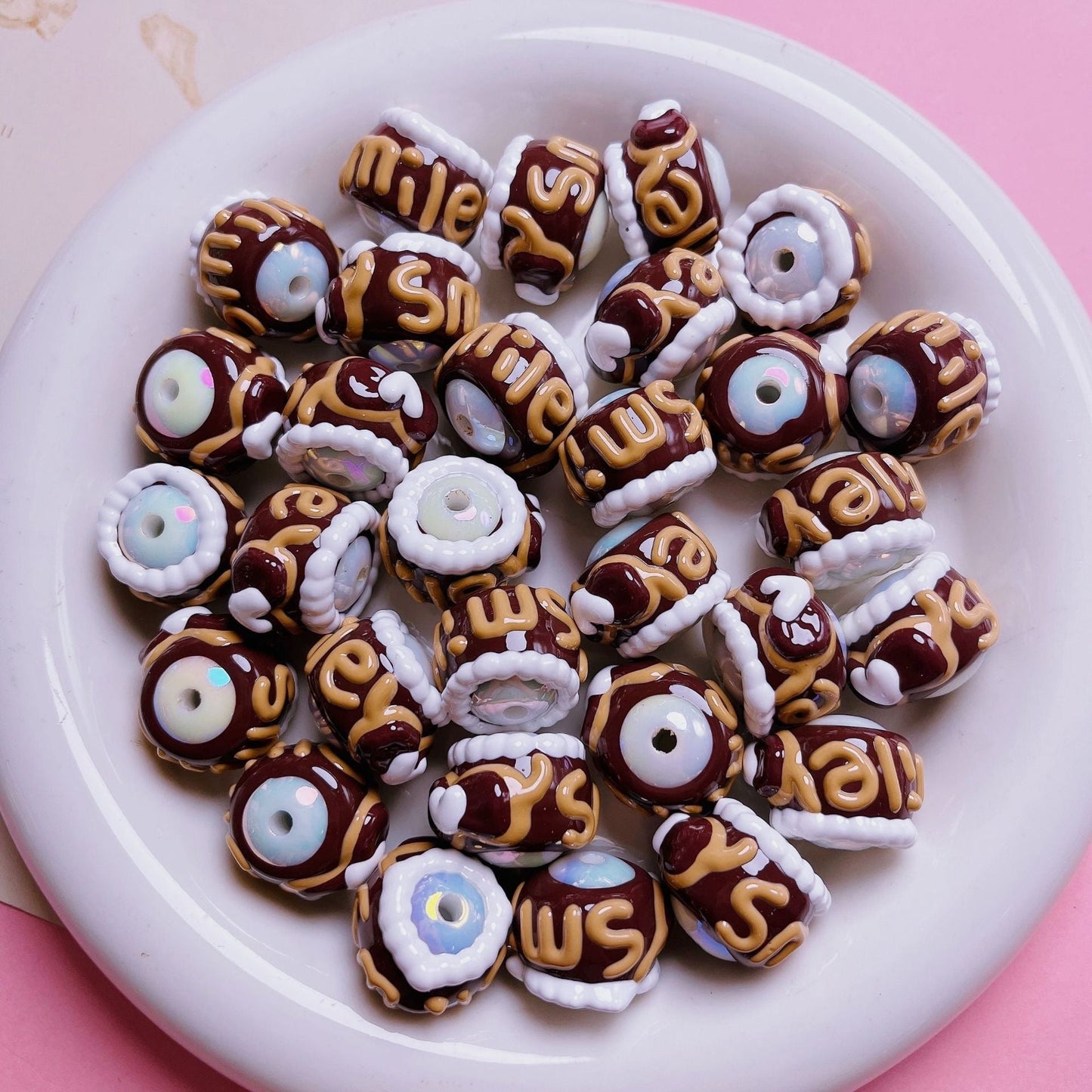 Coffee Color Hand-Painted Beads