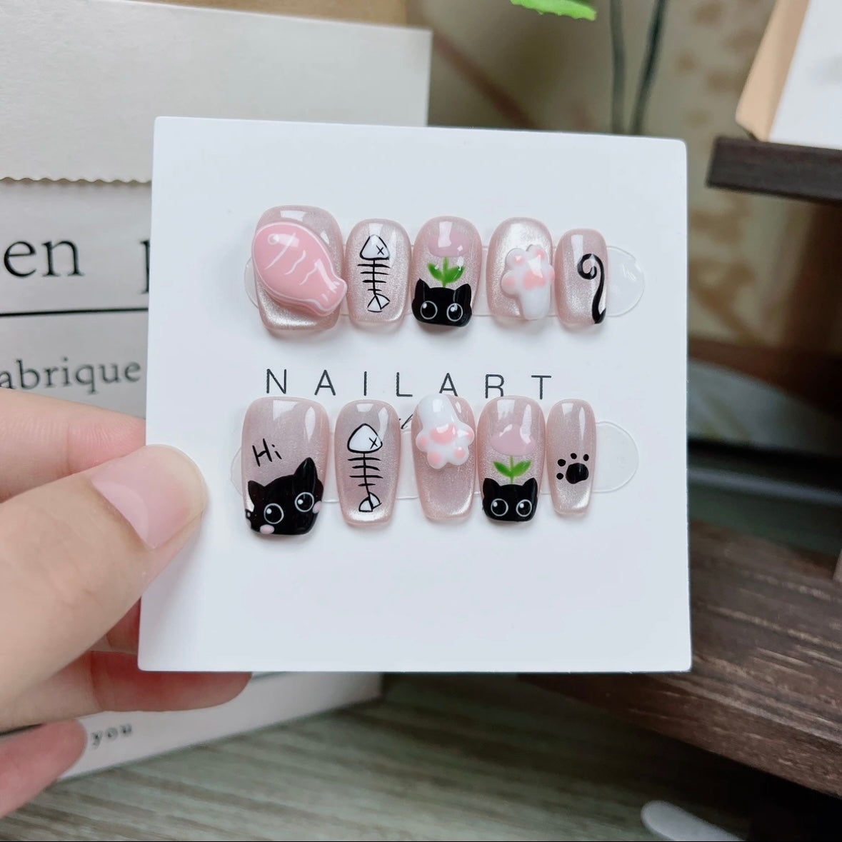 Chasing Cat Diary Handmade Nails