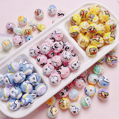 Cute Puppy Hand-Painted Beads