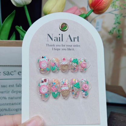 Handmade Cream Cake Nails