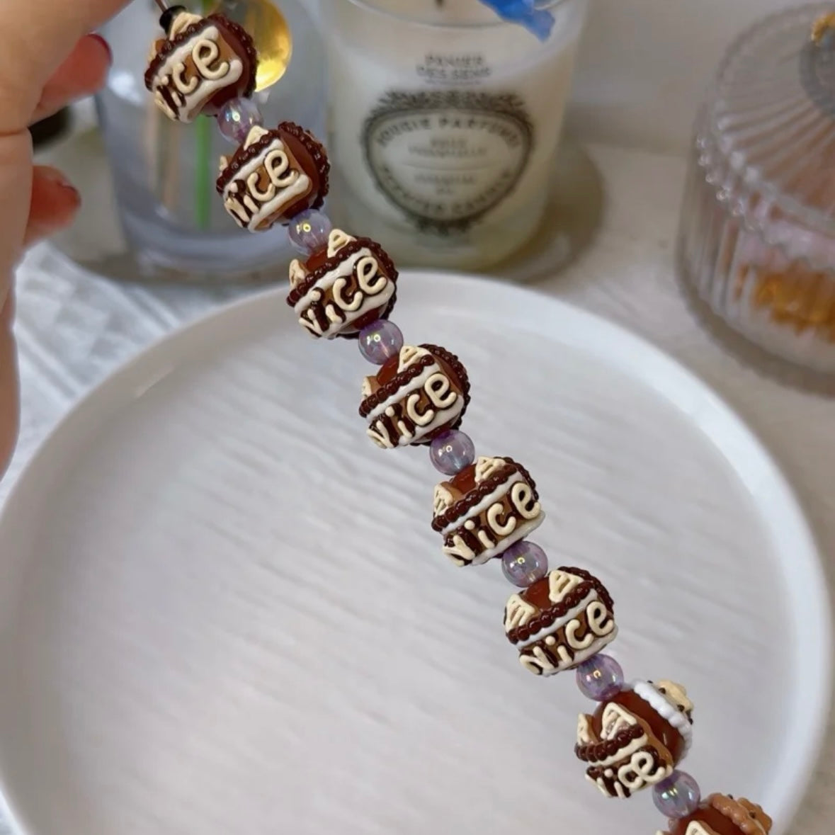 Coffee Colored Hand-Painted Beads