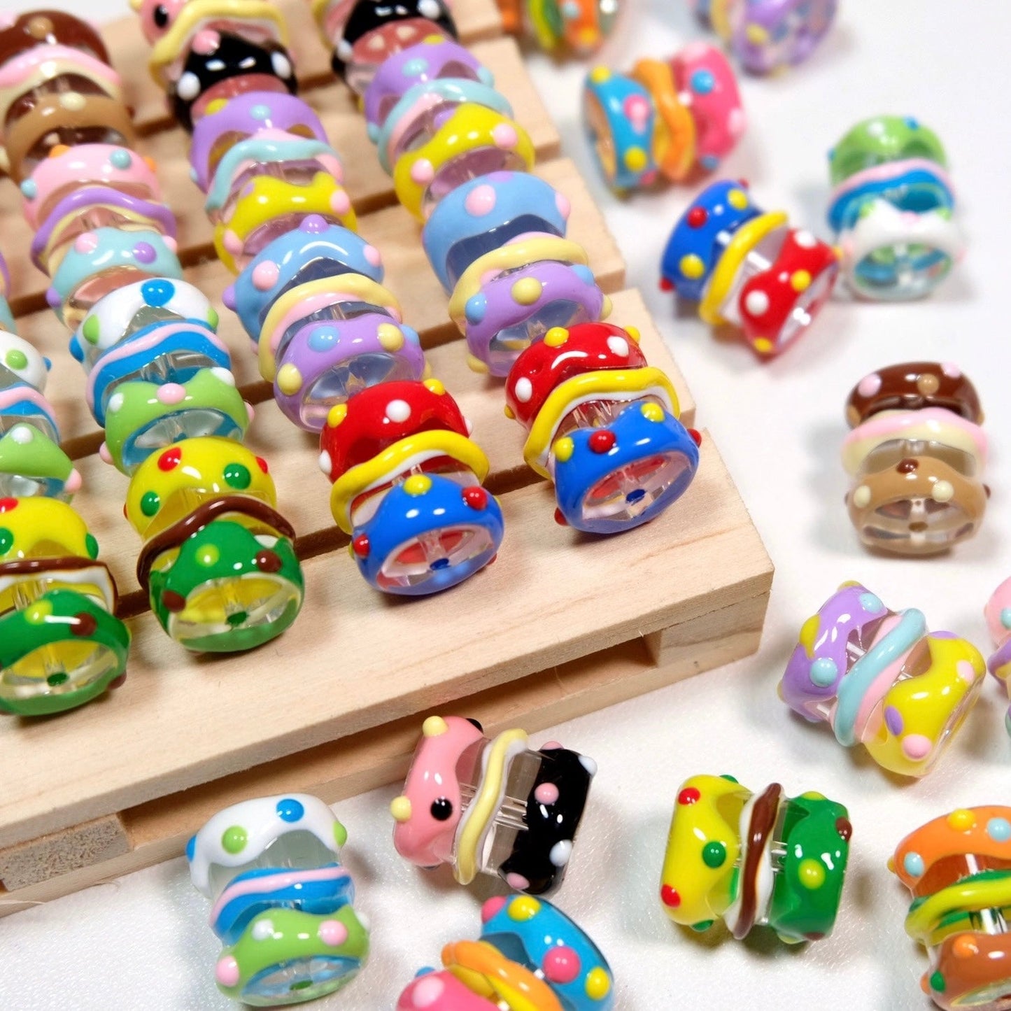 Cute Cylindrical Hand-Painted Beads