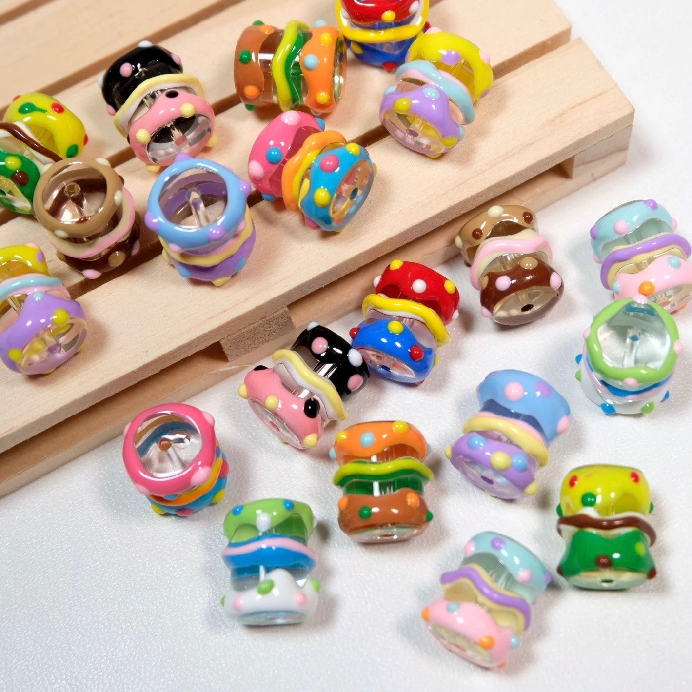 Cute Cylindrical Hand-Painted Beads