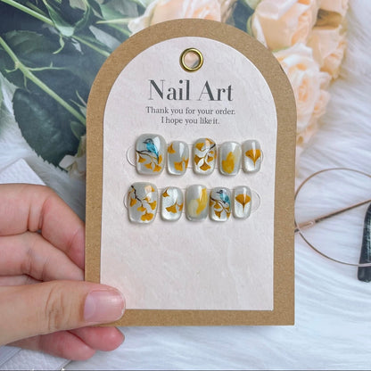 Hand Painted Gingko Nail