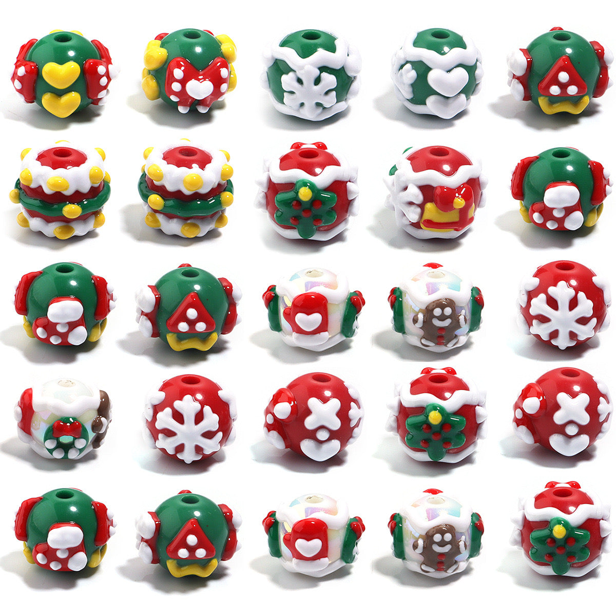 Christmas Collection Of Hand-Painted Beads