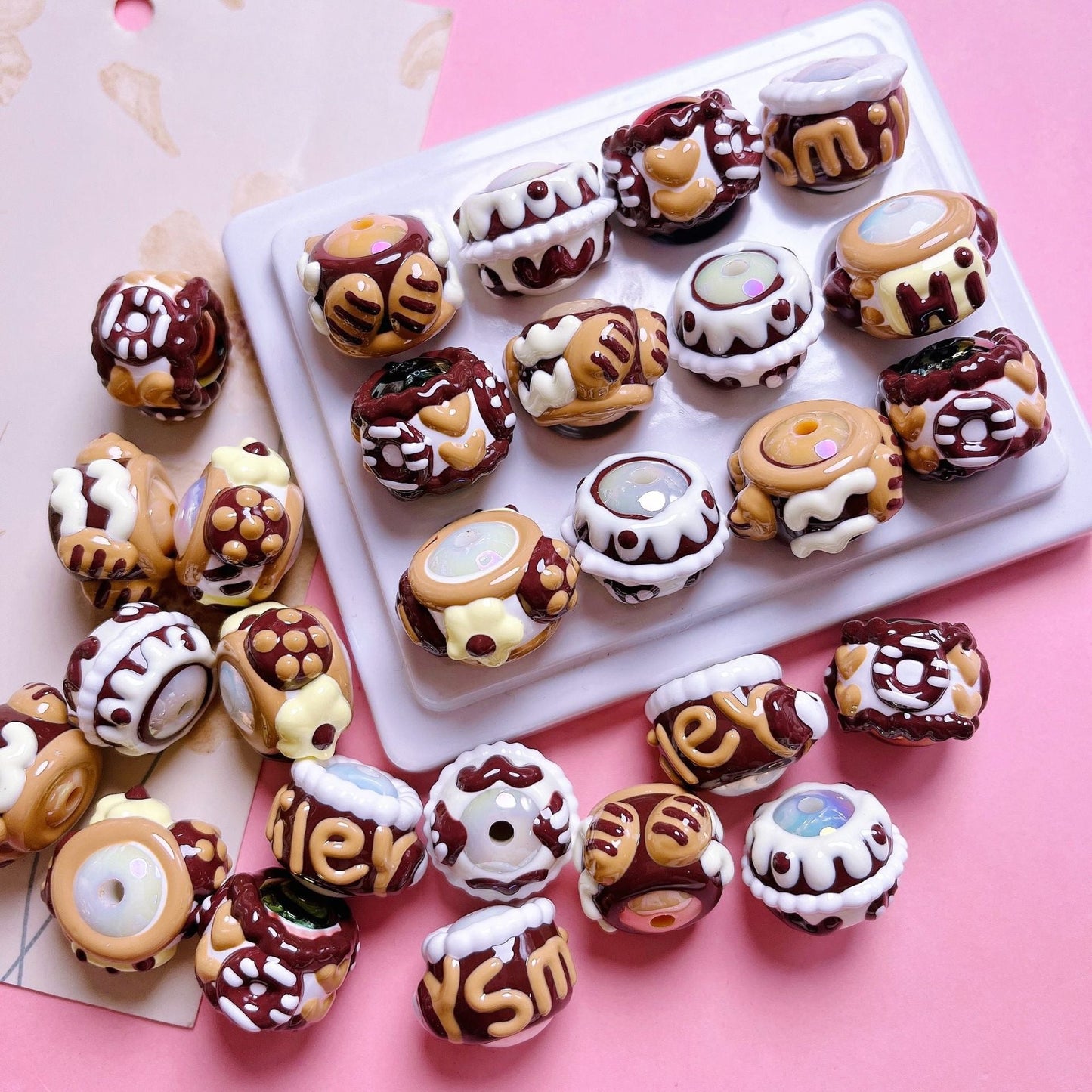 Coffee Color Hand-Painted Beads