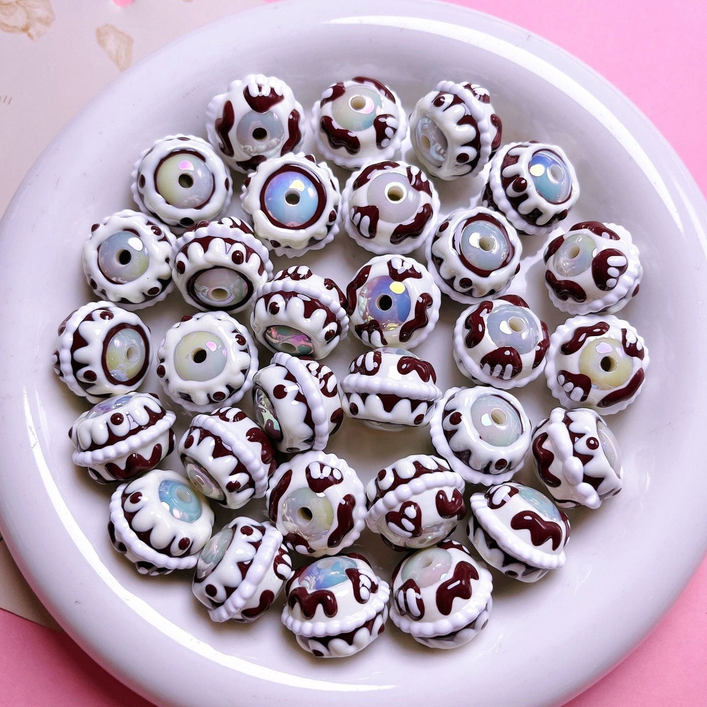 Coffee Color Hand-Painted Beads