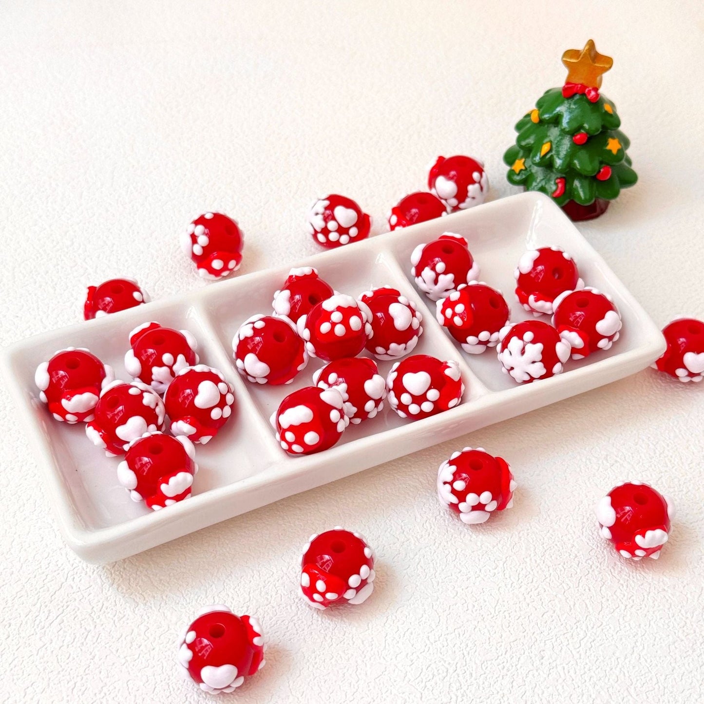 Christmas Collection Of Hand-Painted Beads