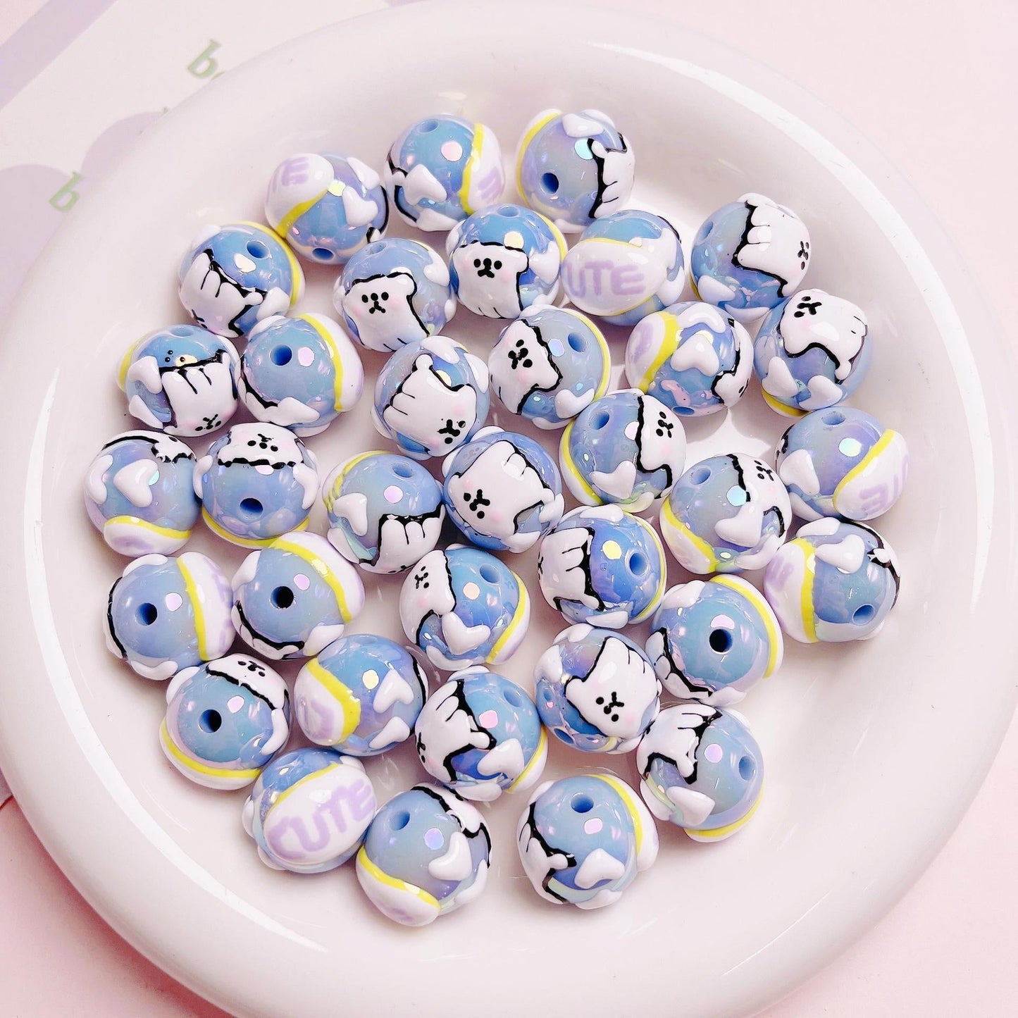 Cute Puppy Hand-Painted Beads