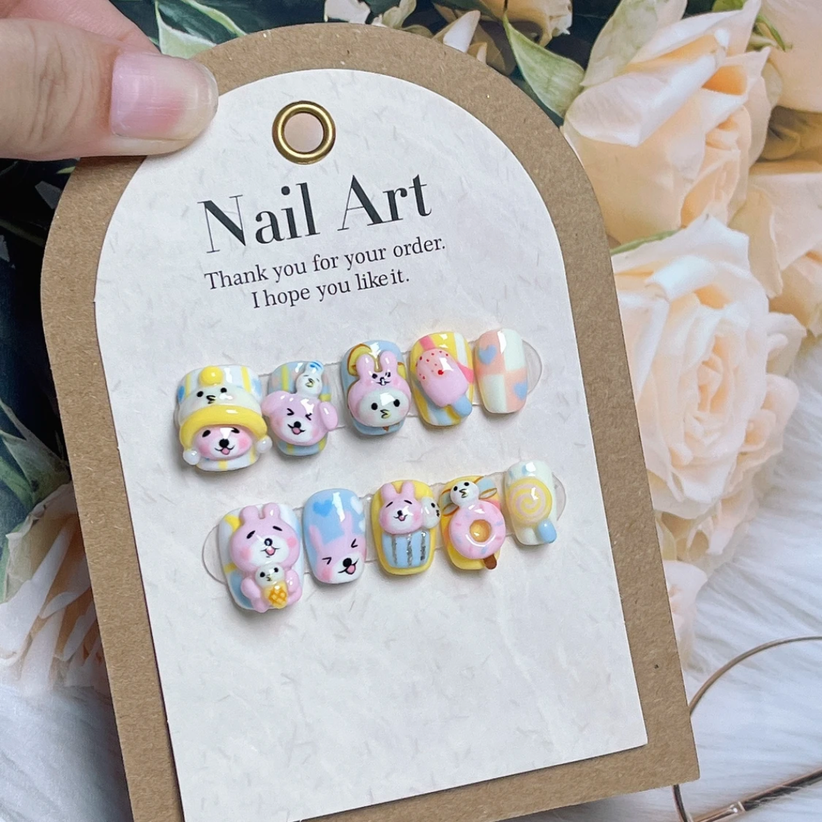 Colorful Bear Nail Art