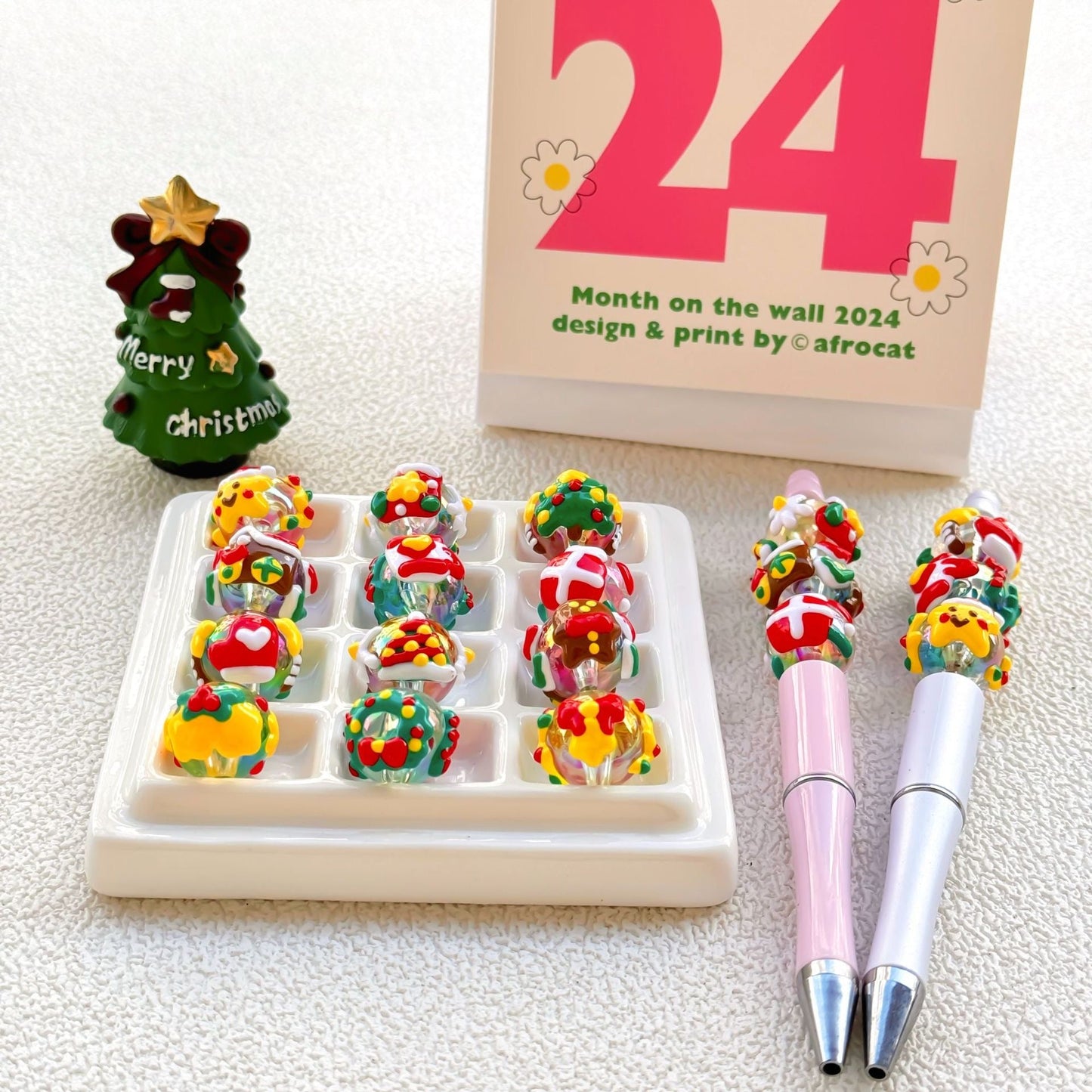 Christmas Collection Of Hand-Painted Beads