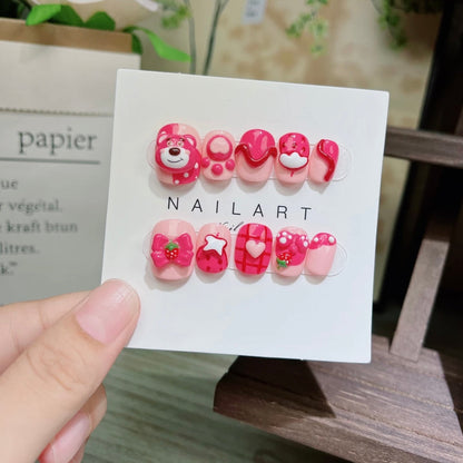 Strawberry Bear Handmade Nails