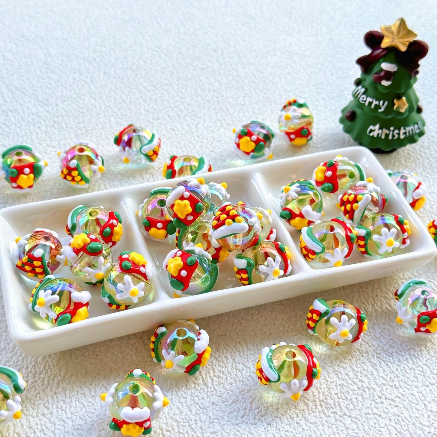 Christmas Collection Of Hand-Painted Beads