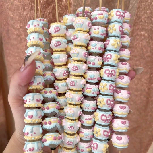 Ice Cream Color Hand-Painted Beads