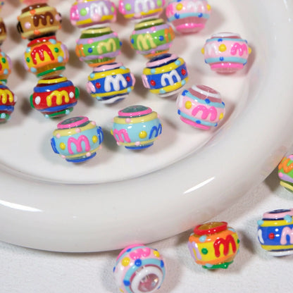 Letter M Hand-Painted Beads