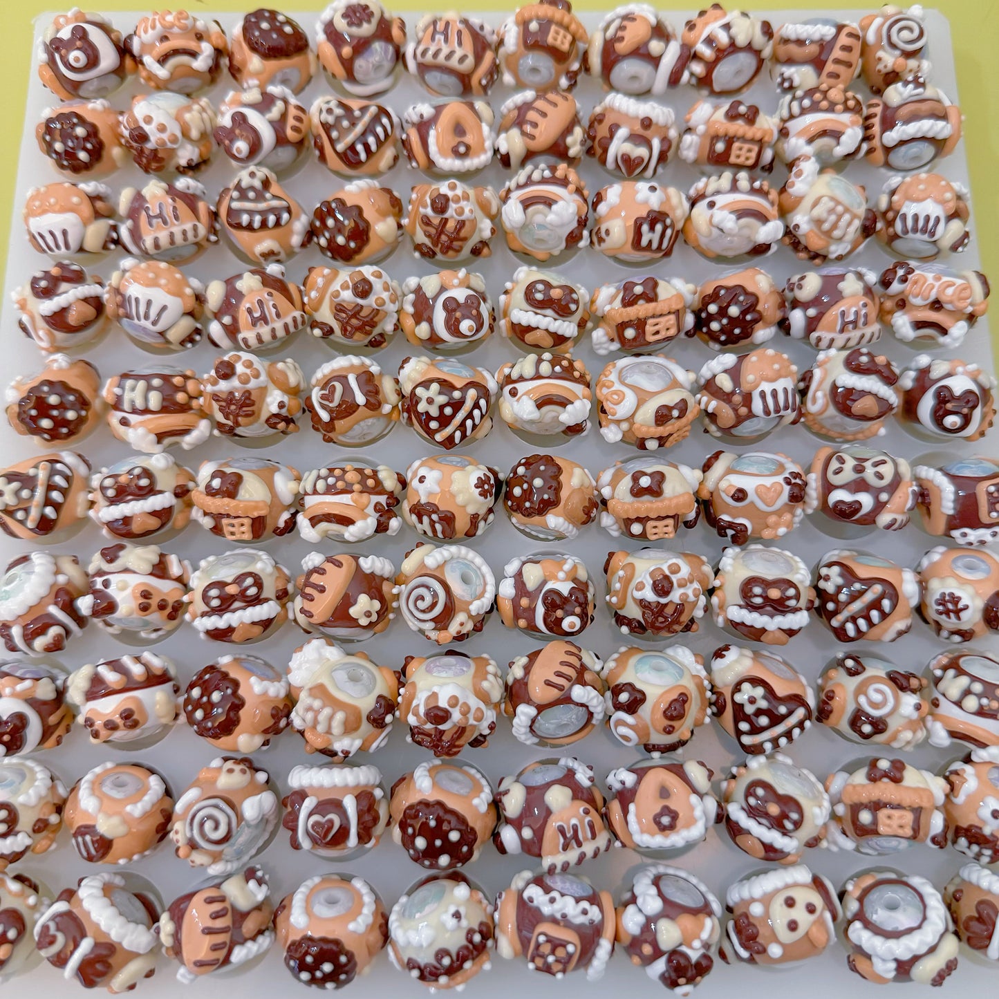 Coffee Colored Hand-Painted Beads