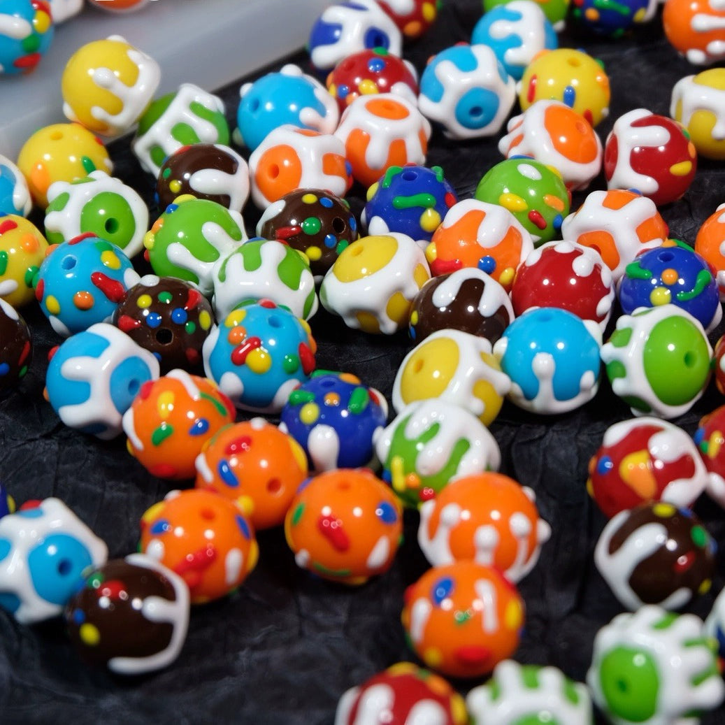 Small Colored Bean Hand-Painted Beads