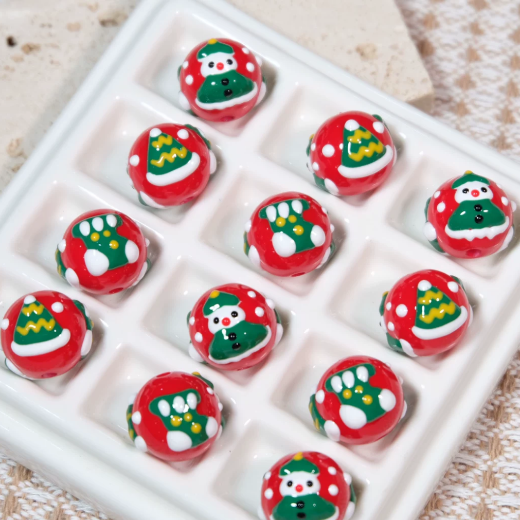 Christmas Collection Of Hand-Painted Beads