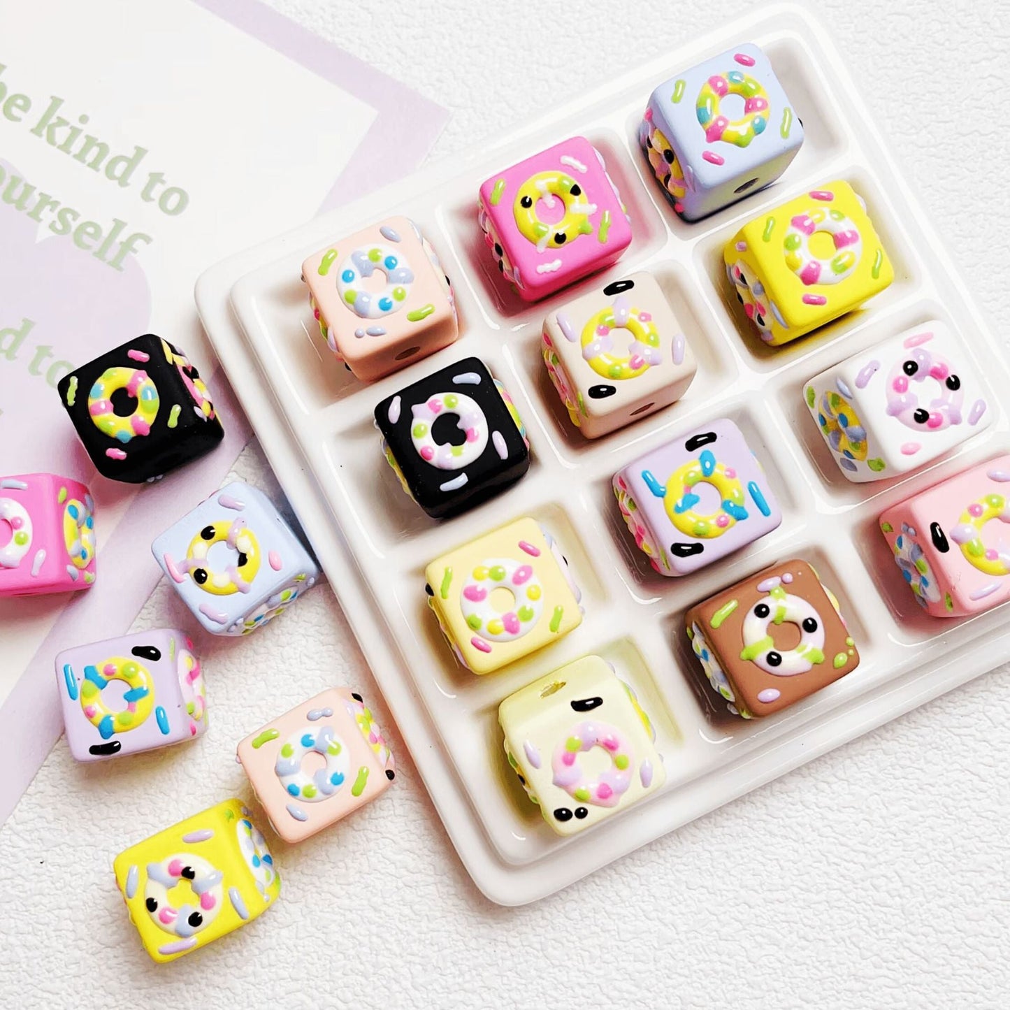 Hand drawn square donut beads