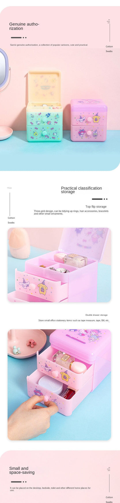 Sanrio Desktop Lift the Lid Drawer Storage Box